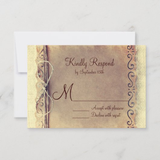 Rustikales Land Not Vintage Hochzeit UAWG RSVP Karte (Vorderseite)