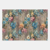 Rustikales Land Not Wood Blue Florals Geschenkpapier Set (Vorderseite 3)