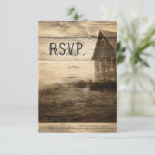 Rustikales Land Old Barn Wedding RSVP Reaktion (Stehend Vorderseite)