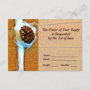 Rustikales Land Pinecone Wedding RSVP Karten