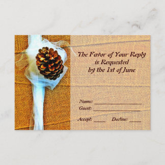 Rustikales Land Pinecone Wedding RSVP Karten