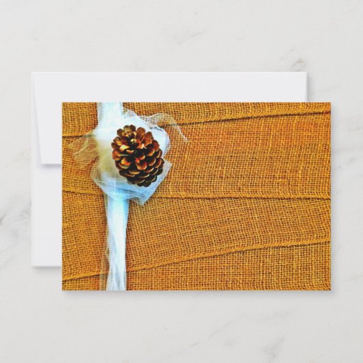 Rustikales Land Pinecone Wedding RSVP Karten (Rückseite)