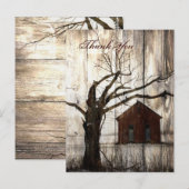 Rustikales Land Red Barn Winter Wedding danke Postkarte (Vorne/Hinten)