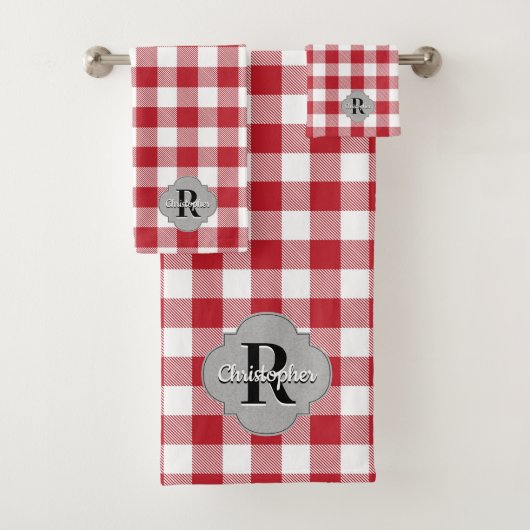 Rustikales Land Red Gingham Badhandtuch Set (Insitu)