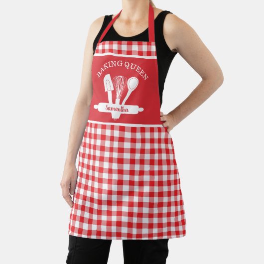 Rustikales Land Red Gingham Custom Baking Queen Schürze (InSitu)