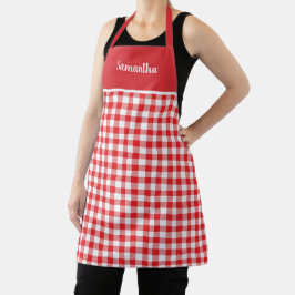 Rustikales Land Red Gingham Name Personalisiert Schürze
