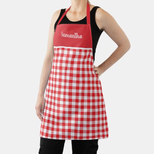 Rustikales Land Red Gingham Name Personalisiert Schürze (InSitu)