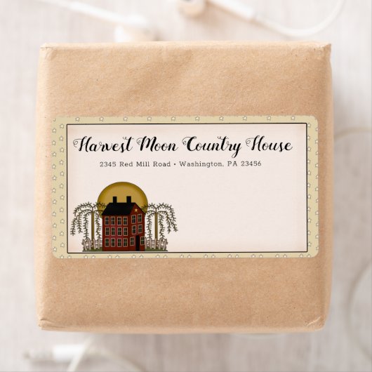 Rustikales Land Red Saltbox House & Moon Shipping (Insitu)