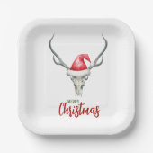 Rustikales Land Rentier Skull & Santa Ha Weihnacht Pappteller (Vorderseite)