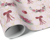 Rustikales Land Rosa Blütenwein Weihnachten Geschenkpapier (Rolleneckpunkt)