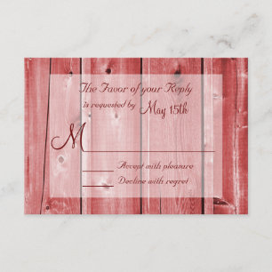 Rustikales Land Roter Stall Holz Hochzeit RSVP Kar
