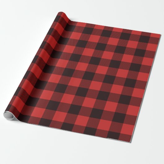 Rustikales Land-rotes u. schwarzes Flanell-Muster Geschenkpapier (Ungerollt)