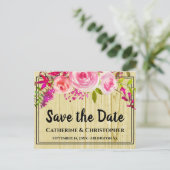 Rustikales Land Save the Date Blumenankündigung Postkarte (Stehend Vorderseite)