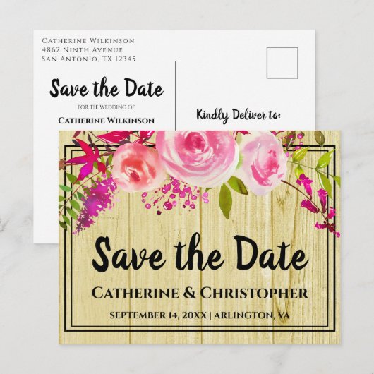 Rustikales Land Save the Date Blumenankündigung Postkarte (Vorne/Hinten)