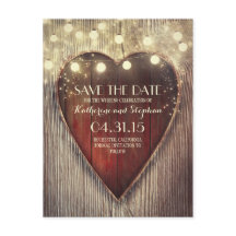 Rustikales Land Save the Date & geschnitzte Herzli