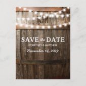 Rustikales Land Save the Date | Lichtzeichenfolge Ankündigungspostkarte (Vorderseite)