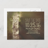 Rustikales Land Save the Date mit Birke Ankündigungspostkarte (Vorne/Hinten)