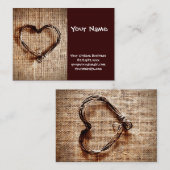 Rustikales Land-Schnur-Herz auf Leinwand-Druck Visitenkarte (Vorne/Hinten)