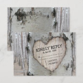 Rustikales Land Silver Birch Tree Wedding RSVP Karte (Vorne/Hinten)