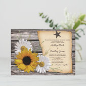 Rustikales Land Sonnenblume Daisy Hochzeit Einladu Einladung (Stehend Vorderseite)