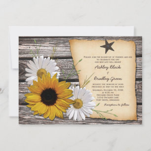 Rustikales Land Sonnenblume Daisy Hochzeit Einladu Einladung