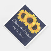 Rustikales Land Sonnenblumen am blauen Abendessen  Serviette (Ecke)