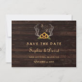 Rustikales Land Sonnenblumen Antler Save the Date (Vorderseite)