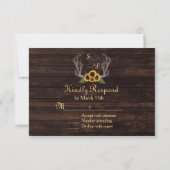 Rustikales Land Sonnenblumen Antlers Wedding RSVP (Rückseite)