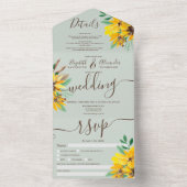 Rustikales Land Sonnenblumen Aquarellschrift Hochz All In One Einladung (Innen Boden)