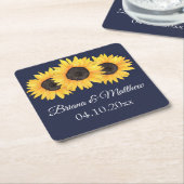 Rustikales Land Sonnenblumen auf blauem Untersetze Rechteckiger Pappuntersetzer (angewinkelt)