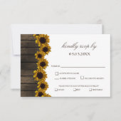Rustikales Land Sonnenblumen Barholz Hochzeit rsvp (Vorderseite)