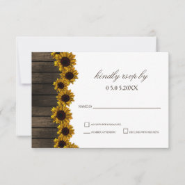 Rustikales Land Sonnenblumen Barholz Hochzeit rsvp Karte