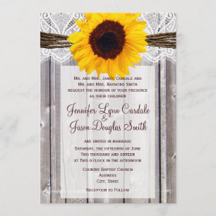 Rustikales Land Sonnenblumen Barnholz Hochzeit Ein Einladung