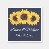 Rustikales Land Sonnenblumen Blauer Cocktail Napki Serviette (Vorderseite)