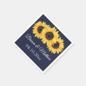 Rustikales Land Sonnenblumen Blauer Cocktail Napki Serviette (Ecke)