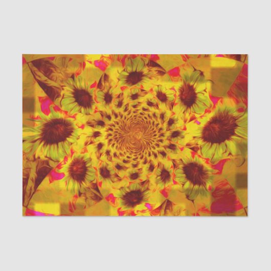 Rustikales Land-Sonnenblumen Boho Kaleidoskop Seidenpapier (Vorderseite)
