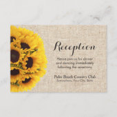 Rustikales Land Sonnenblumen Burlap Hochzeitsempfa Begleitkarte (Vorderseite)