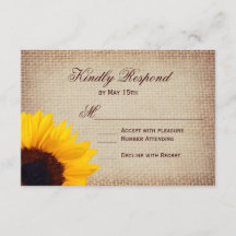 Rustikales Land Sonnenblumen Burlap Hochzeitskarte
