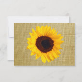 Rustikales Land Sonnenblumen Burlap Hochzeitskarte RSVP Karte (Rückseite)