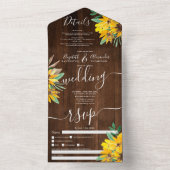 Rustikales Land Sonnenblumen-Drehbuch Hochzeit All In One Einladung (Innen Boden)