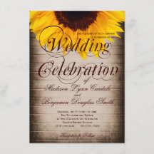 Rustikales Land Sonnenblumen Einladungen für Hochz