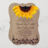 Rustikales Land Sonnenblumen Einladungen für Hochz (Vorne/Hinten)