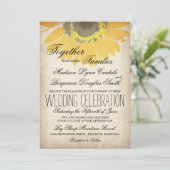 Rustikales Land Sonnenblumen Einladungen für Hochz (Stehend Vorderseite)