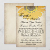 Rustikales Land Sonnenblumen Einladungen für Hochz (Vorne/Hinten)