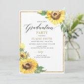 Rustikales Land Sonnenblumen Foto Abschluss Einladung (Stehend Vorderseite)