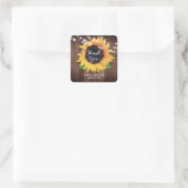 Rustikales Land Sonnenblumen Geburtstags-Polterabe Quadratischer Aufkleber (Tasche)