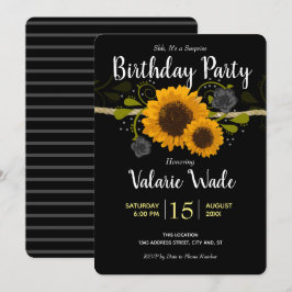 Rustikales Land Sonnenblumen Geburtstagsparty Einladung