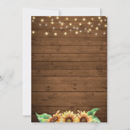 Rustikales Land Sonnenblumen Gelbfall Baby Sprinkl Einladung (Rückseite)