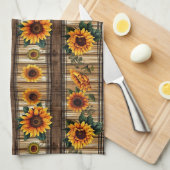 Rustikales Land Sonnenblumen Geschirrtuch (Viertel Falte)