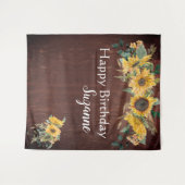 Rustikales Land Sonnenblumen Happy Birthday Custom Wandteppich (Vorderseite (Horizontal))